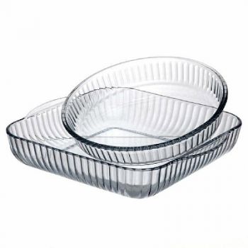 Набор посуды "Borcam Sets" для свч 2пред (3,2л - 28х28х6см; 1,95л - 22х26см) цв/карт стекло Pasabahc