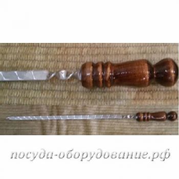 Шампур с деревянной ручкой 40см рабочая поверхность, длина спирали 7см, ручка 14-15см