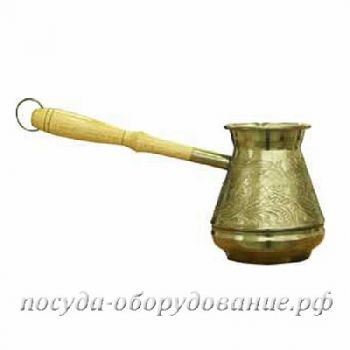 Турка медная 380мл,"Ставрополье",  деревянная ручка (Россия)  380М
